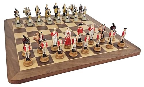 HPL American Revolutionary War Chess Men Set with 17 inch Walnut and Maple Board - Image 5