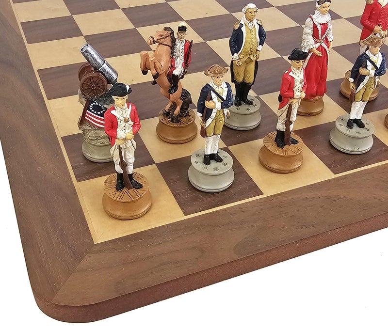 HPL American Revolutionary War Chess Men Set with 17 inch Walnut and Maple Board - Image 3