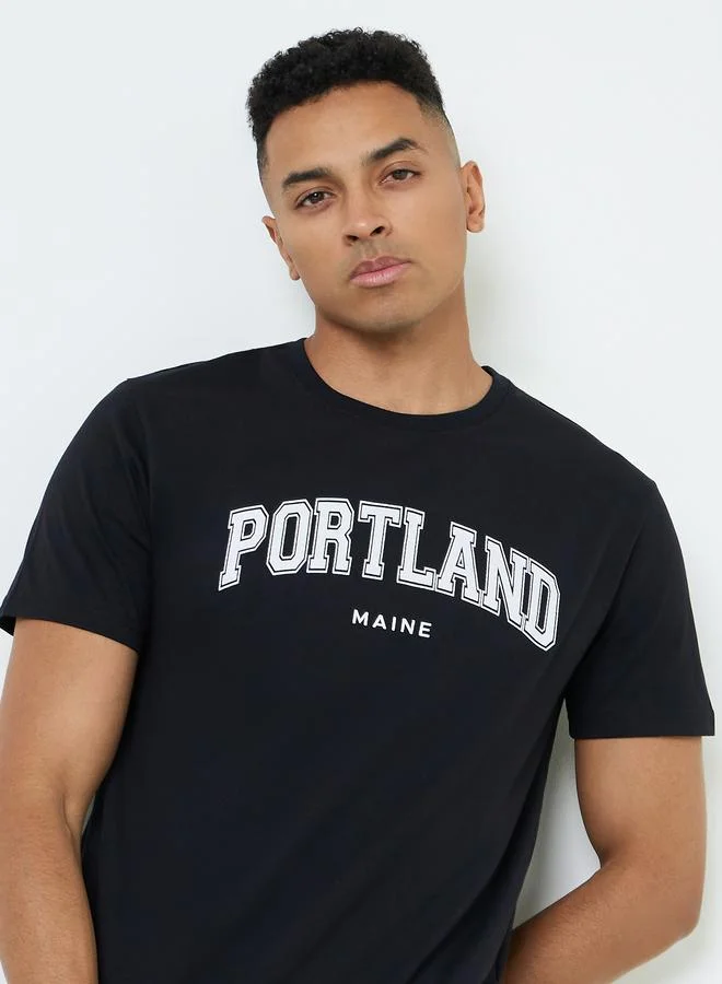 ستايلي Men Text Print Regular Fit Jersey T-Shirt