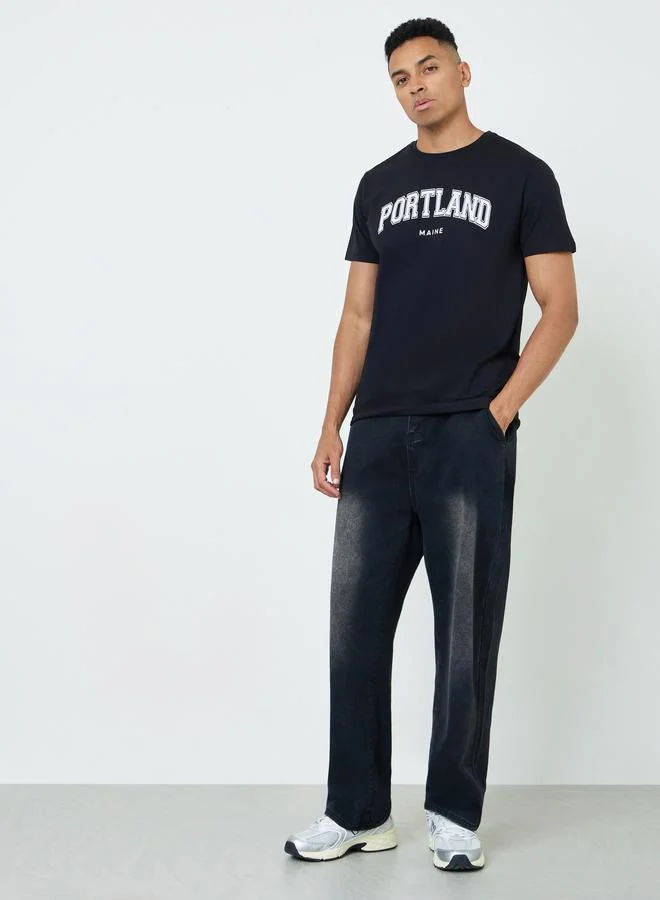 ستايلي Men Text Print Regular Fit Jersey T-Shirt
