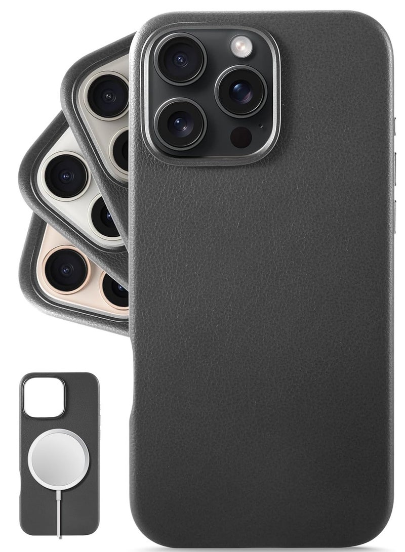 ELTRAZONE Classic European Leather Phone Case for iPhone 16 Pro – Black - Image 1