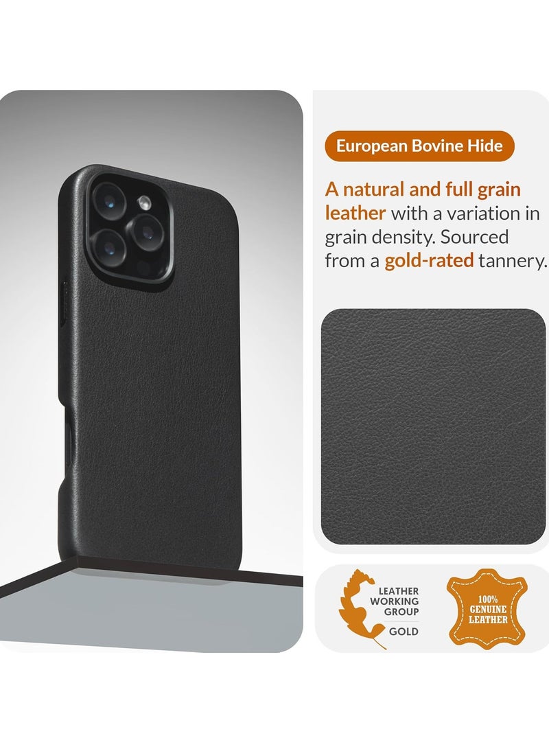ELTRAZONE Classic European Leather Phone Case for iPhone 16 Pro – Black - Image 3