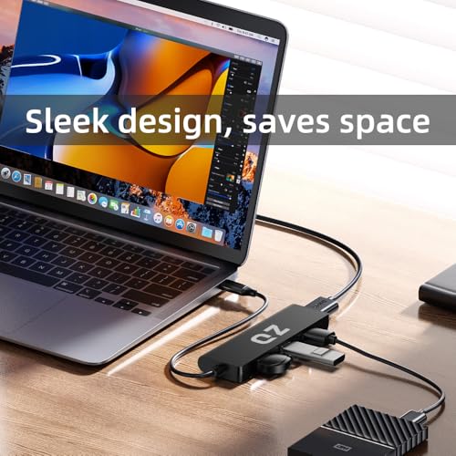 QZ [USB 3.1 Gen 1, 5Gbps] QZ USB Type C Hub for Next Gen Office Work Station, 4 Ports, USB C Hub, USB 3.1 Gen 1 for PC, Laptop and Phones [6 inch Built-in USB Cable] - Image 4