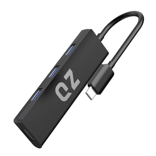 QZ [USB 3.1 Gen 1, 5Gbps] QZ USB Type C Hub for Next Gen Office Work Station, 4 Ports, USB C Hub, USB 3.1 Gen 1 for PC, Laptop and Phones [6 inch Built-in USB Cable] - Image 1
