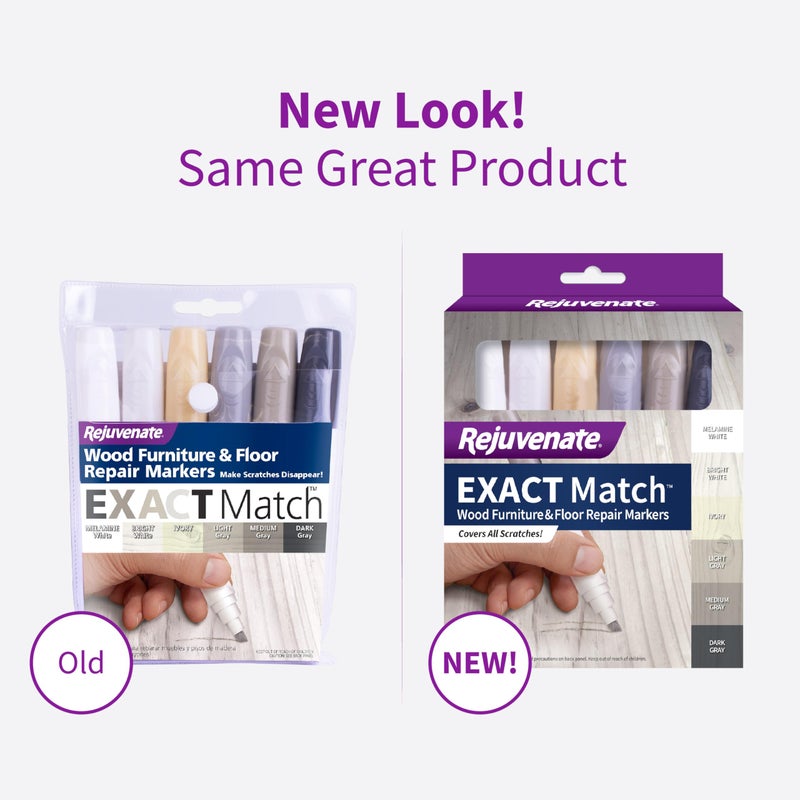 Rejuvenate أقلام إصلاح الأثاث الخشبي والأرضيات من ريجوفينيت، 6 قطع، أقلام بيضاء/رمادية تغطي جميع الخدوش والآثار والأضرار للأثاث الخشبي والأرضيات - Image 2