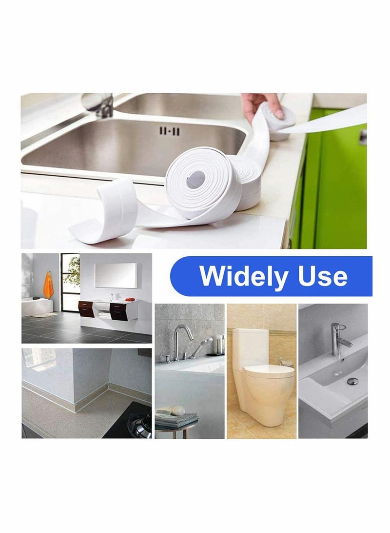 Silicone Sealant Remover and Bath Sealant Strip 6 Pack, 4 Sealant Finishing Tools, 2 Rolls Self Adhesive White Silicone Seal Strip, Waterproof Mildew Sealant Tape Caulk Tool for Wall - Image 4