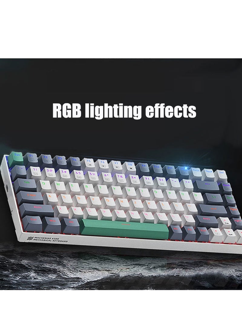 MACHENIKE - Gaming Keyboard Red Switch 94 Keys (K500), Mechanical Keyboard with RGB Backlit Hot Swap USB-C Wired PBT Keycaps Green - Image 1
