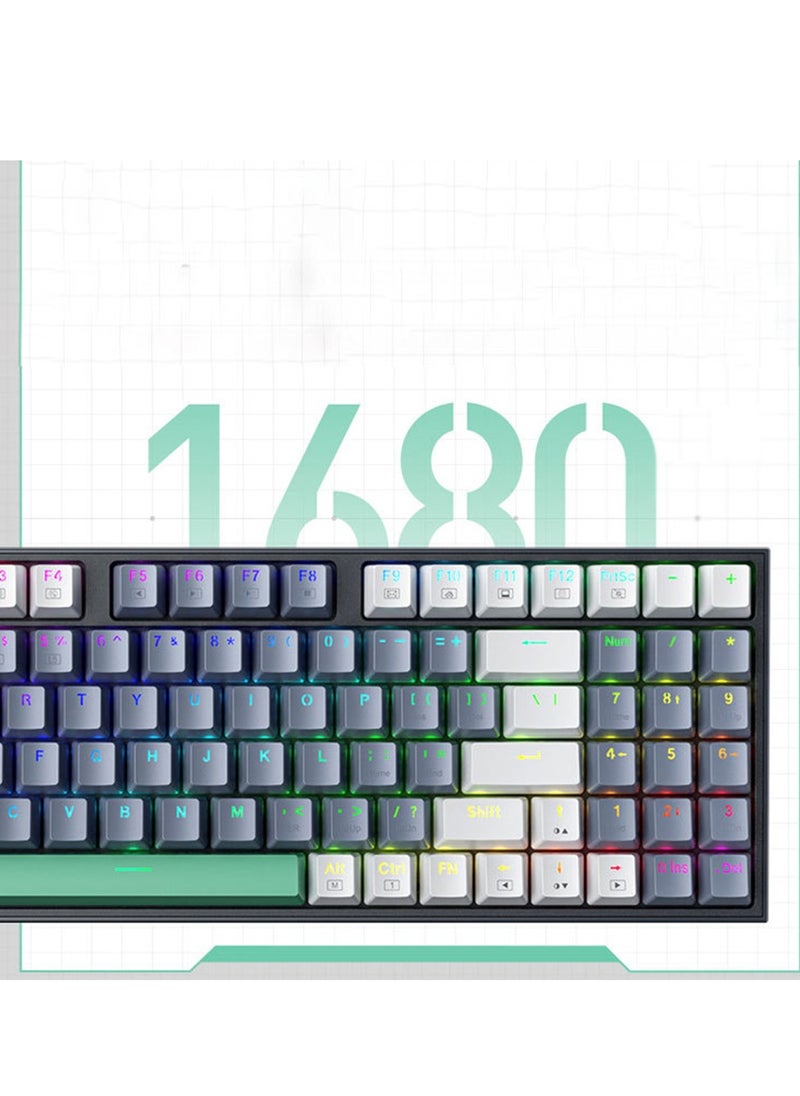 MACHENIKE - Gaming Keyboard Red Switch 94 Keys (K500), Mechanical Keyboard with RGB Backlit Hot Swap USB-C Wired PBT Keycaps Green - Image 1