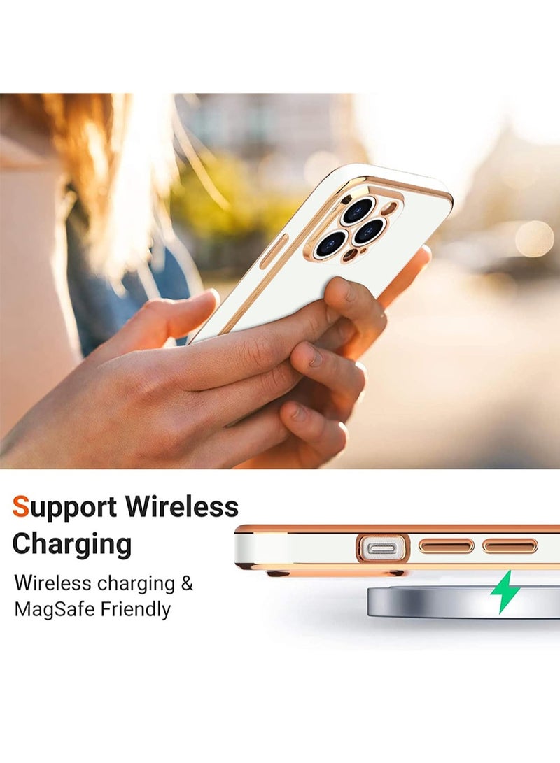 WRISTWISE Case Cover for iPhone 12 Pro Max for Women Girl Cute Love-Heart Luxury Bling Plating Soft Back Cover Raised Camera Protection Bumper Silicone Shockproof Phone Case for iPhone 12 Pro Max, White - Image 5