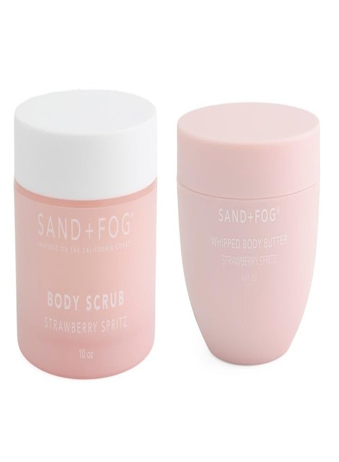 SAND AND FOG Strawberry Spritz Body Scrub and Whipped Body Butter Set, 10 oz Scrub and 8.47oz Butter
