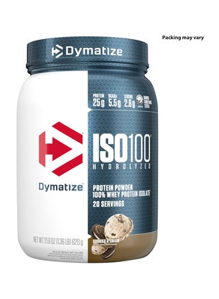 ISO 100 Hydrolyzed Whey Protein Isolate Powder - Cookies and Cream Flavor - 620g - 20 Servings - for Muscle Growth & Recovery