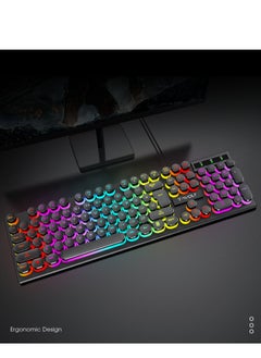 T-WOLF Mechanical Gaming Keyboard RGB Backlit Volume/Lighting Control Knob Fully Programmable 104-Keys Anti-Ghosting Wired Computer Keyboards for Office/Games,Suitable for PC/Ps4/Xbox Gamers  - Image 1
