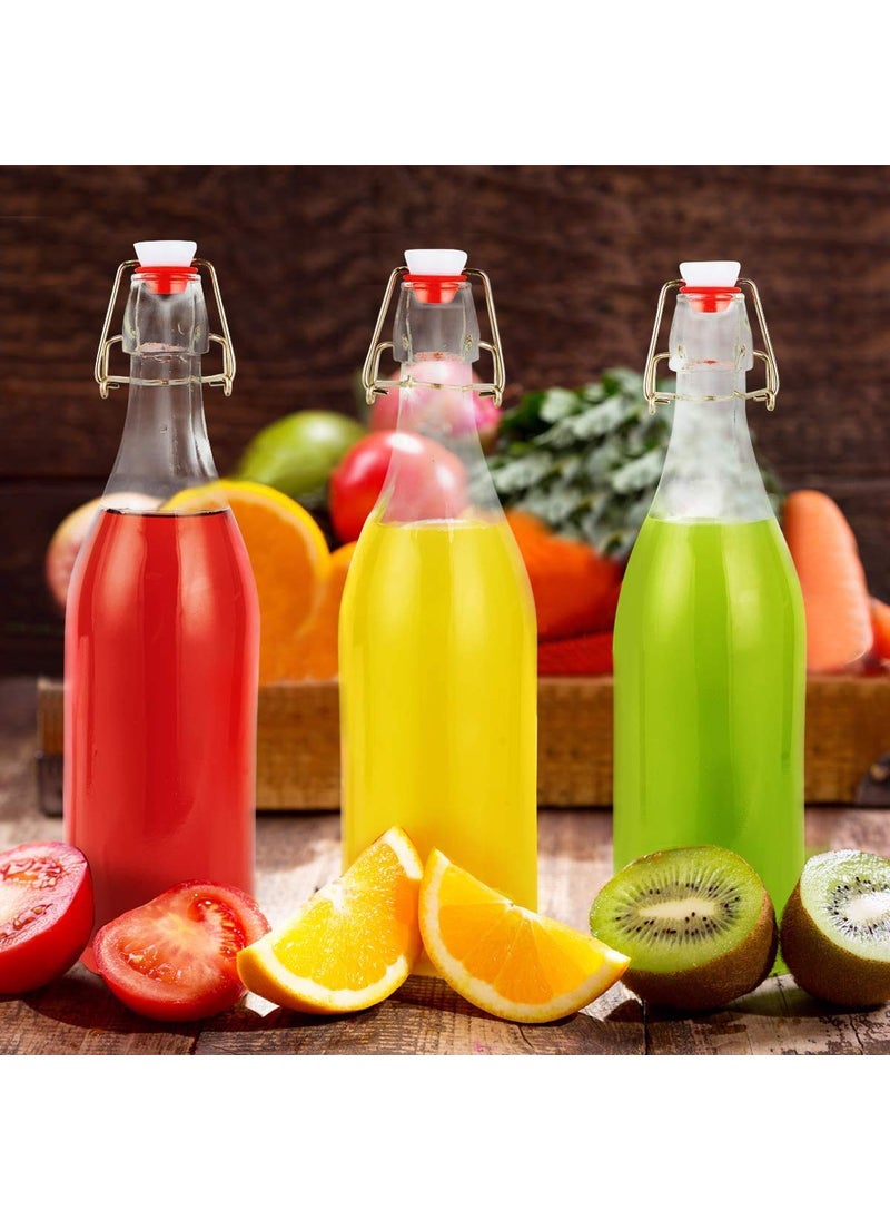 foresta Stylish Transparent Glass Bottle with Swing Top Cap - 1Ltr - Set of 2 - Water Bottle (2)