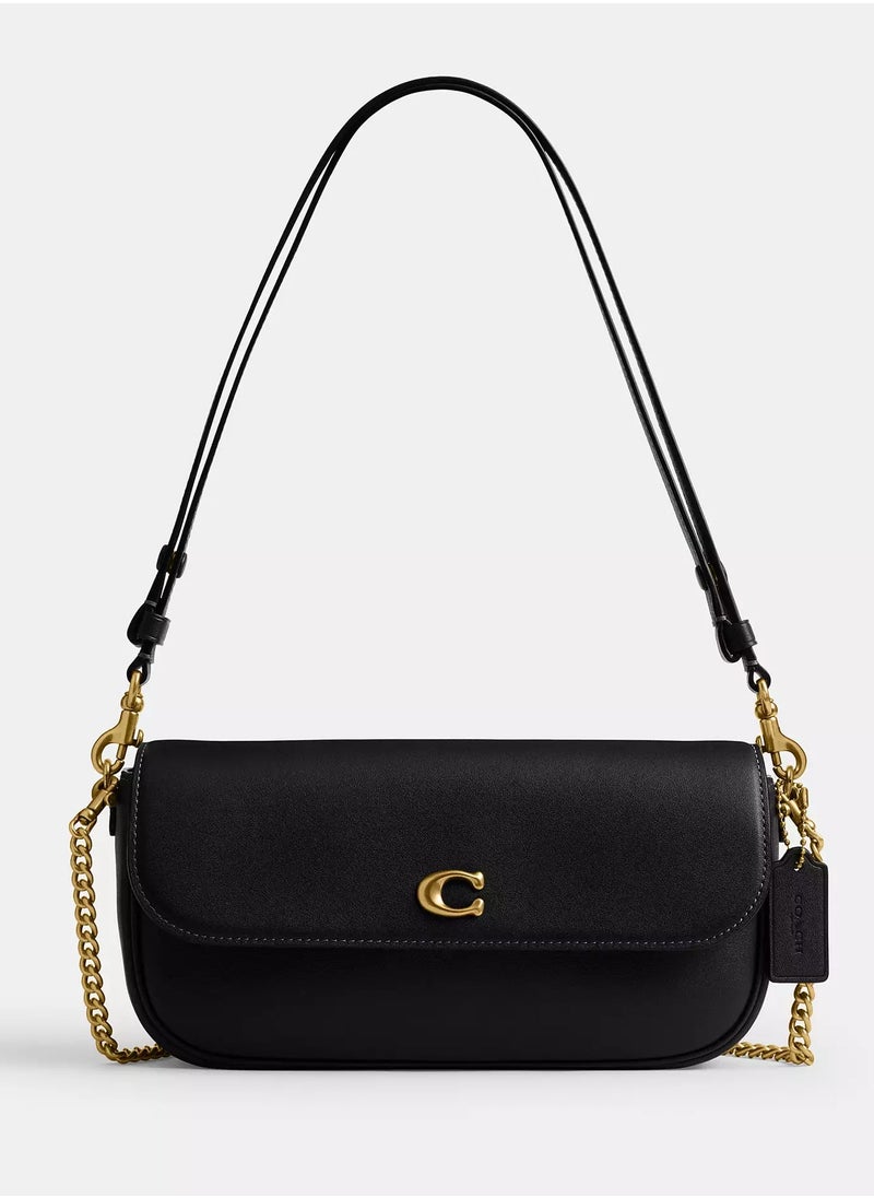 coachoutlet Coach Brook Flap Chain Bag, Women's Shoulder Bag, Women's Tote Bag, Women's Hand  Bag,Women's Cross Body Bag, Women's Wallet, Women's Travel Bag, Black-25CM  - Image 1