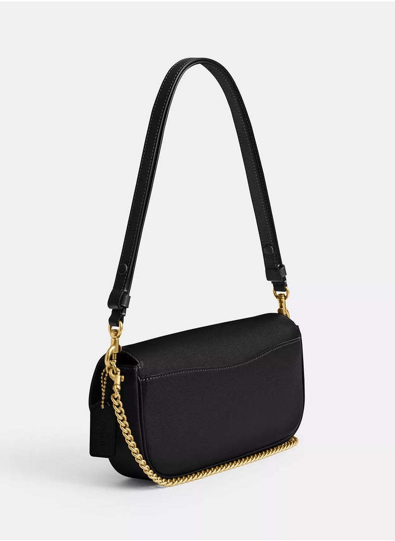 coachoutlet Coach Brook Flap Chain Bag, Women's Shoulder Bag, Women's Tote Bag, Women's Hand  Bag,Women's Cross Body Bag, Women's Wallet, Women's Travel Bag, Black-25CM  - Image 2