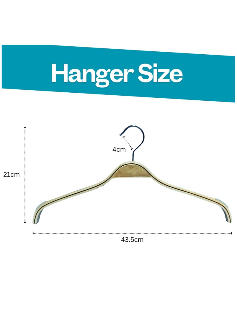 ORTUK 12pcs Wood Top Hanger 360° Swivel Hook, Wooden Hangers Non Slip Rubber Grips Shoulder, Space Saving Clothes Hangers, Standard Hangers for Shirt, Sweater, Blouse, Coat, Dress, Closet Organizer 43x21 cm - Image 2