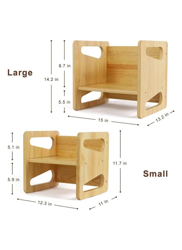 HEXAR - HEXAR Montessori Weaning Table and Chair Set 2 Pcs Real Hardwood Desk for Toddler Reading Snack Time Playroom Activity Cube Step Stool 1-4 Year Old Kids Montessori Furniture (SOLID WOOD – 2 PCS) - Image 1