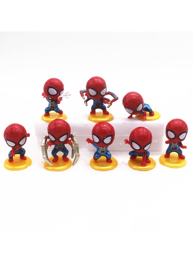 8-Piece Q-version Spider-Man Hand-made Model Toys - Image 1