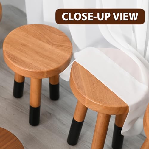 JOLLYMER Rubber Wood 9" Round Plant Stand |Dip Dyed Black Stool, Wood Riser |Milking Stool (10" H) - Image 5