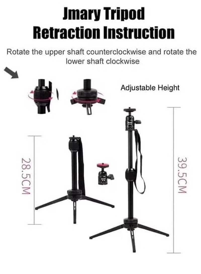 JMARY MT-68 Table-Top Extendable Foldable Tripod Stand for Mobile Phones and DSLR & Digital Cameras - Image 5