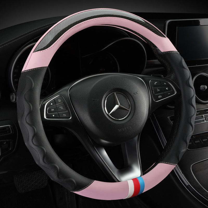 Generic Manufacturers make new handlebar cover fashion stitching four seasons available car steering wheel cover leather carbon fiber six colors  - Image 5