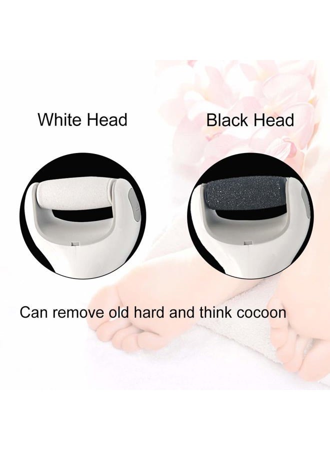 BOMPOW Electric Foot Scrubber Foot File Hard Skin Remover Pedicure Tools Electronic Callus kit for ed Heels and Dead Skin with 2 Roller Heads, White - Image 4
