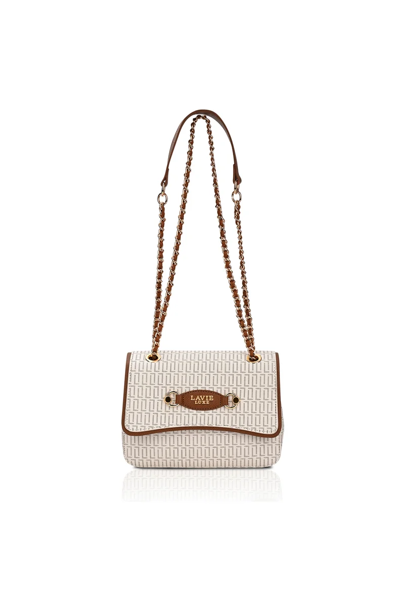 لافي Luxe Women's Monogram Jess 2-Compartment Sling Bag (Off White)