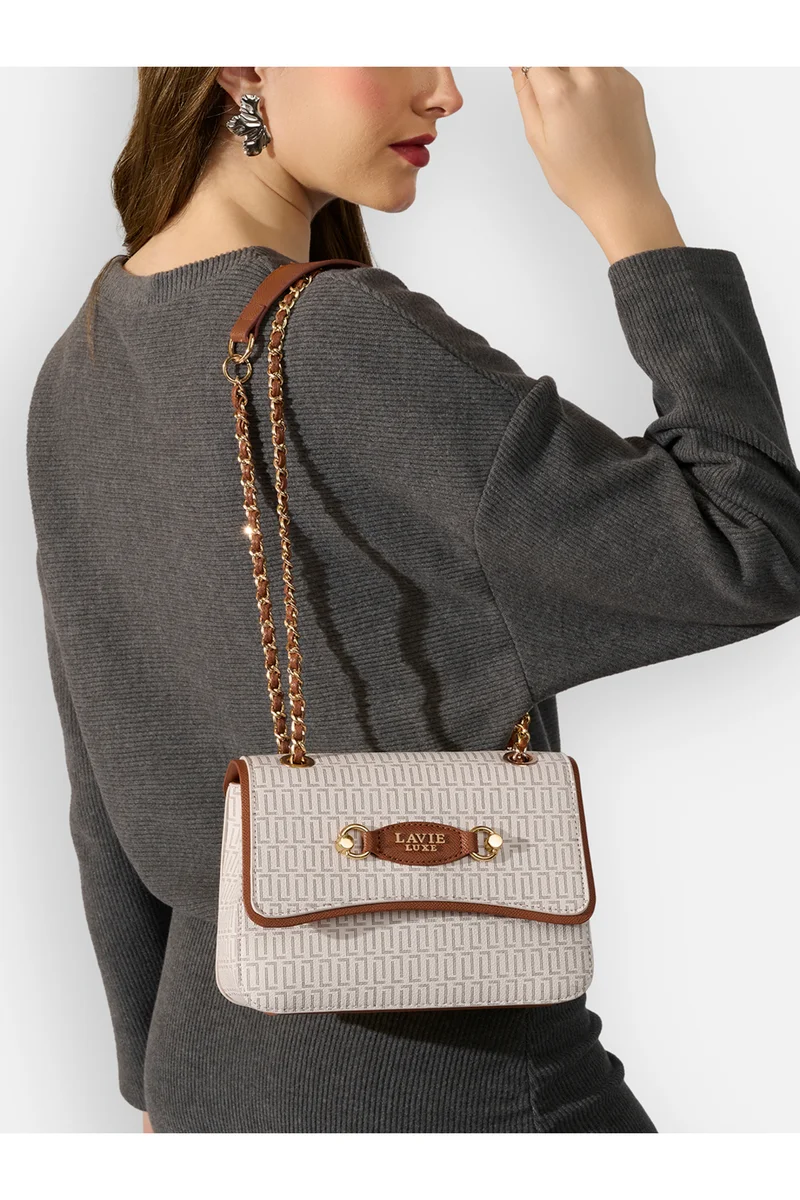 لافي Luxe Women's Monogram Jess 2-Compartment Sling Bag (Off White)