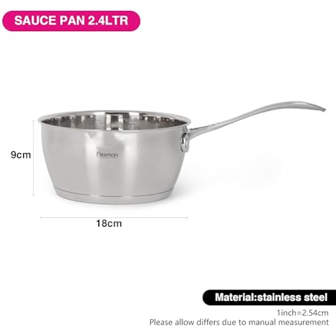 Unity Saucepan 24L With Measuring Mark Stainless Steel Saucepan 18X9Cm Felice Series 1810 Inox 304 Steel Induction Bottom Compatible With All Types Of Stovetops - Image 4