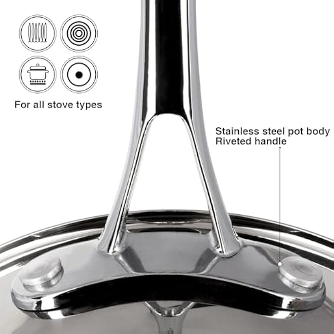 Unity Saucepan 24L With Measuring Mark Stainless Steel Saucepan 18X9Cm Felice Series 1810 Inox 304 Steel Induction Bottom Compatible With All Types Of Stovetops - Image 3