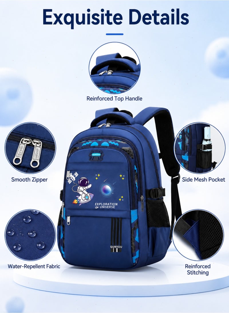 Yoawllty Boys School Bag, Kids School Bag-Large Capacity & Water Resistant & Lightweight for School(Dark Blue) - Image 3