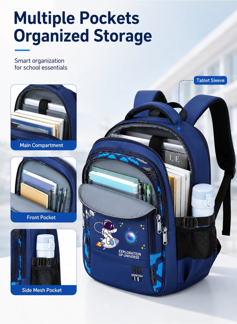 Yoawllty Boys School Bag, Kids School Bag-Large Capacity & Water Resistant & Lightweight for School(Dark Blue) - Image 5