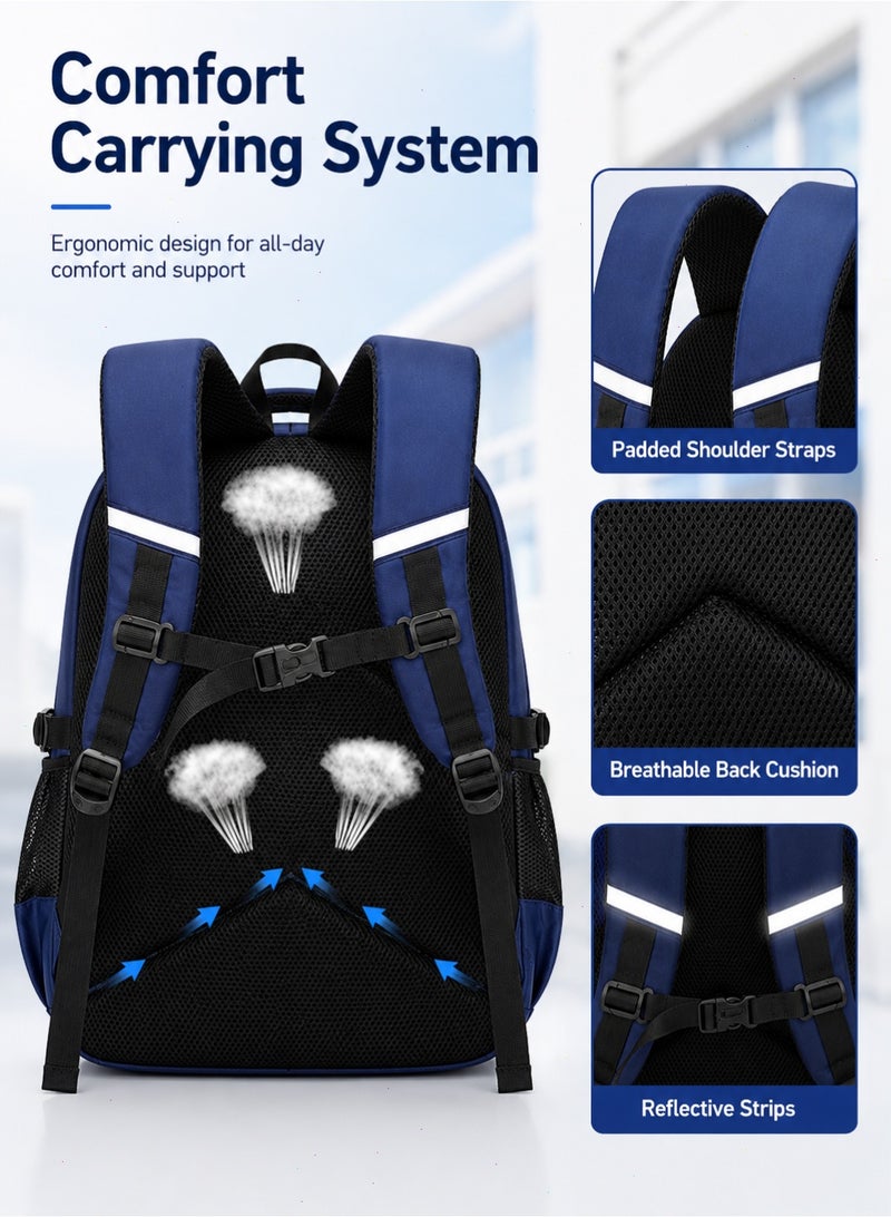 Yoawllty Boys School Bag, Kids School Bag-Large Capacity & Water Resistant & Lightweight for School(Dark Blue) - Image 4