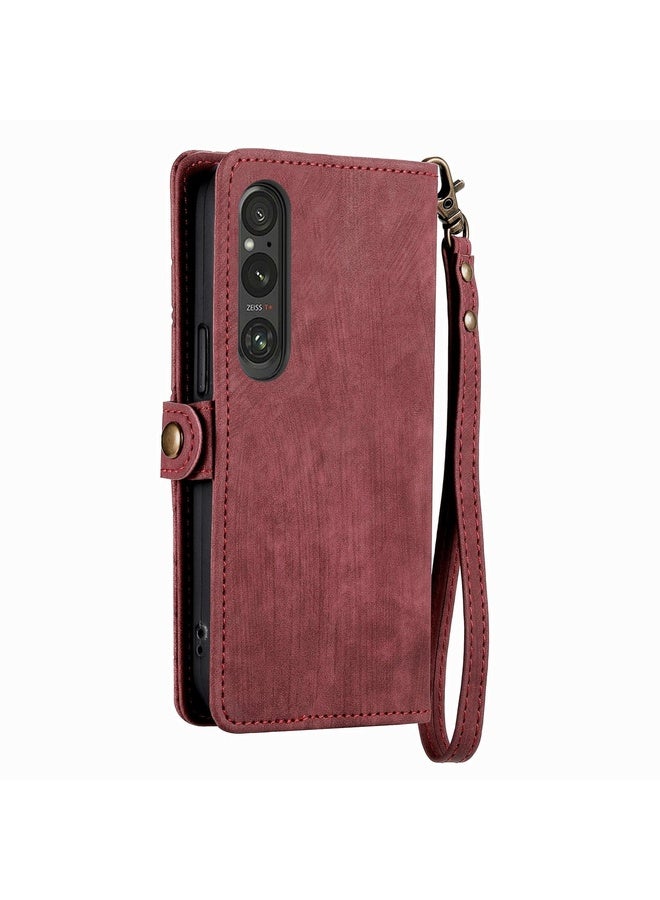 HuHa For Sony Xpreia Ace 3 Geometric Zipper Wallet Side Buckle Leather Phone Case(Red)  - Image 3