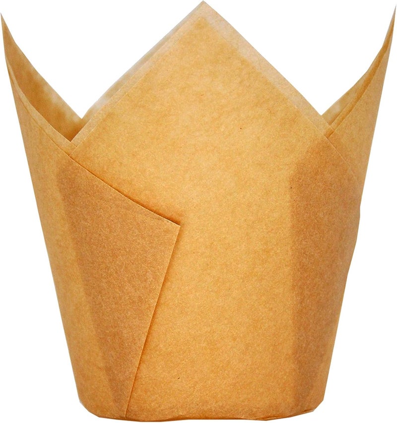 QLSmypkg Large Muffin Greaseproof paper Baking cupcake cups Case of 500 pcs, 2-1/4" x 4" Natural Tulip Baking Cup (Large size)(500, Natural) - Image 1
