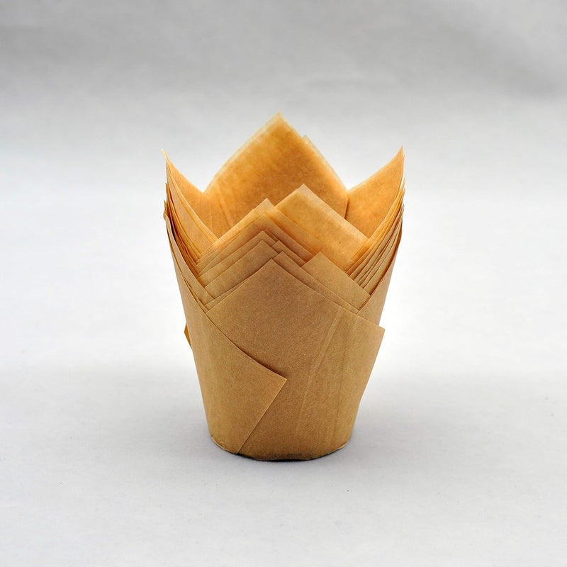 QLSmypkg Large Muffin Greaseproof paper Baking cupcake cups Case of 500 pcs, 2-1/4" x 4" Natural Tulip Baking Cup (Large size)(500, Natural) - Image 4