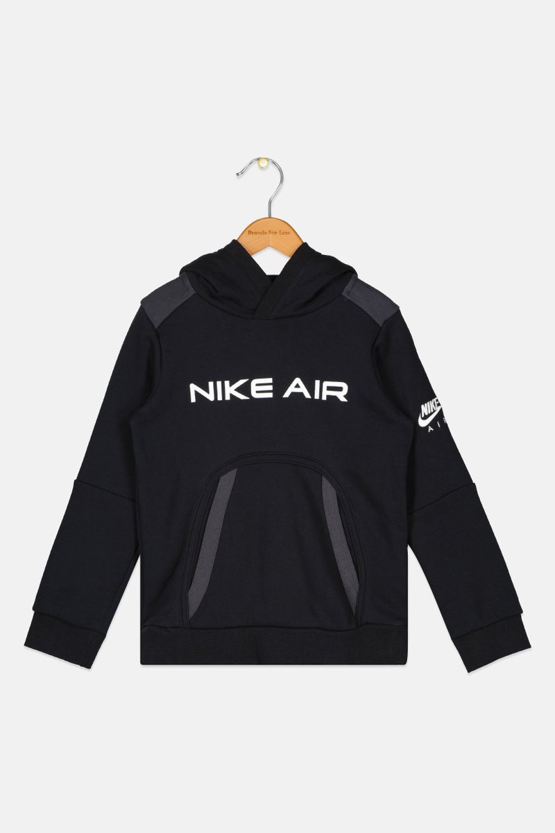 Nike x Air Kids Boy Standard Fit Brand Logo Long Sleeve Outdoor Sweatshirt, Black - Image 2