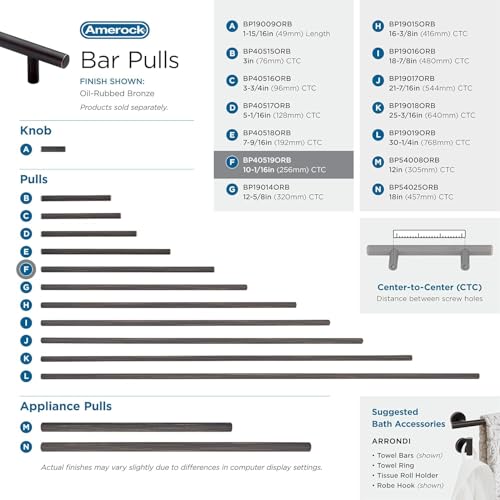 Amerock | Cabinet Pull | Oil Rubbed Bronze | 10-1/16 inch (256 mm) Center to Center | Bar Pulls | 1 Pack | Drawer Pull | Drawer Handle | Cabinet Hardware - Image 5