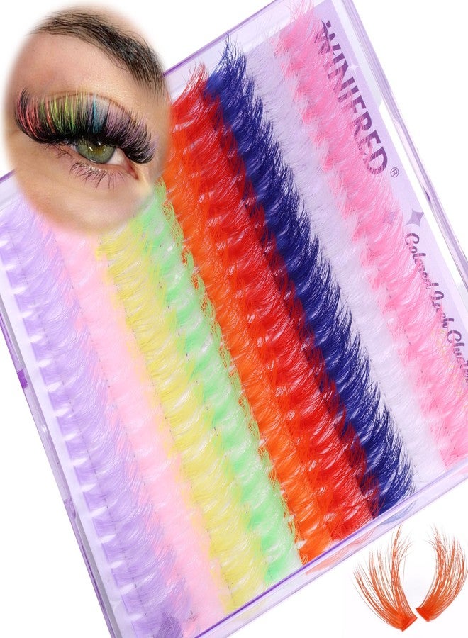 Winifred Colored Lash Clusters Eyelash Clusters D Curvature Eyelash Extensions 16MM Mixed Colorful Individual Lashes 80D Pink White Green Yellow Purple Blue Red DIY Rainbow Lash Extension by Winifred - Image 1