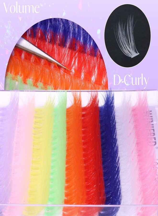 Winifred Colored Lash Clusters Eyelash Clusters D Curvature Eyelash Extensions 16MM Mixed Colorful Individual Lashes 80D Pink White Green Yellow Purple Blue Red DIY Rainbow Lash Extension by Winifred - Image 3
