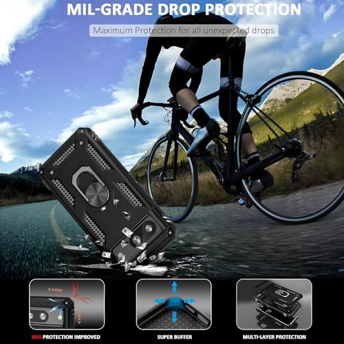 REALCASE TPU Google Pixel 8 Back Cover Case | Heavy Duty Dual Layer Hybrid Shock Proof Armor Defender Ring Case Back Cover For Google Pixel 8 (Black) - Image 5