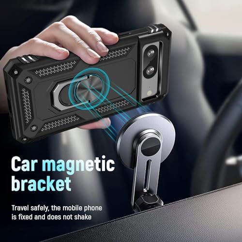 REALCASE TPU Google Pixel 8 Back Cover Case | Heavy Duty Dual Layer Hybrid Shock Proof Armor Defender Ring Case Back Cover For Google Pixel 8 (Black) - Image 4