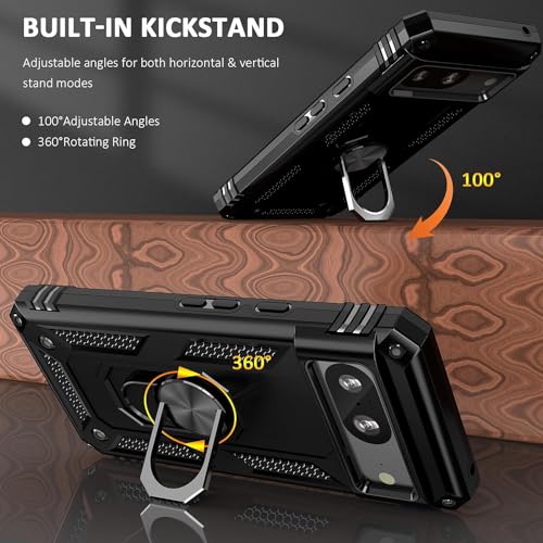 REALCASE TPU Google Pixel 8 Back Cover Case | Heavy Duty Dual Layer Hybrid Shock Proof Armor Defender Ring Case Back Cover For Google Pixel 8 (Black) - Image 3