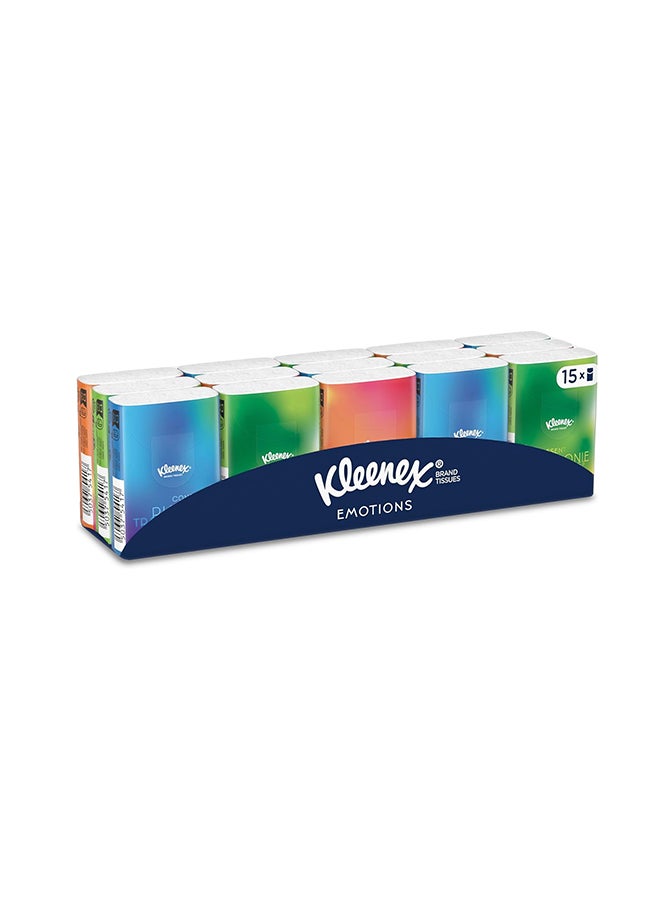 Kleenex Emotions Pocket Pack Tissues, 15 Pack x 7 sheets (3ply) - Image 2