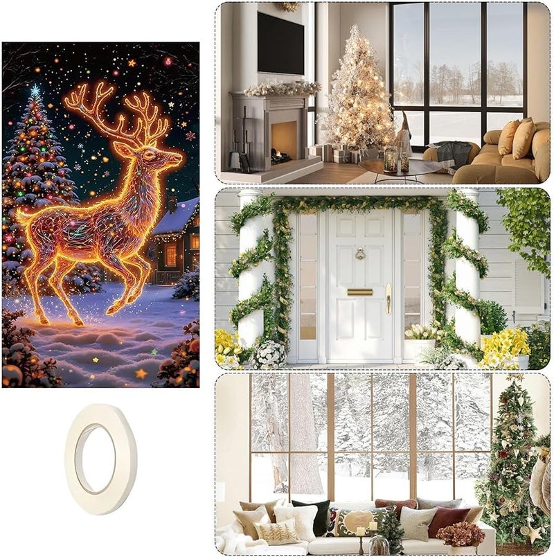 غطاء باب عيد الميلاد الأمامي ستايل أ 70 × 35 بوصة خلفية فلورسنت للحفلات للشرفة الداخلية والخارجية - Image 5