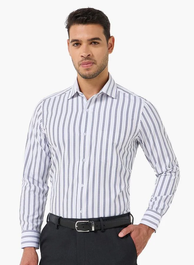 Splash FAV Men Collared Striped Long Sleeves Shirt