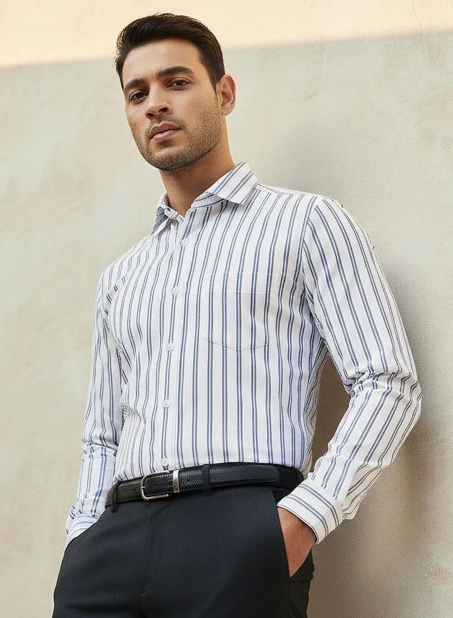 Splash FAV Men Collared Striped Long Sleeves Shirt