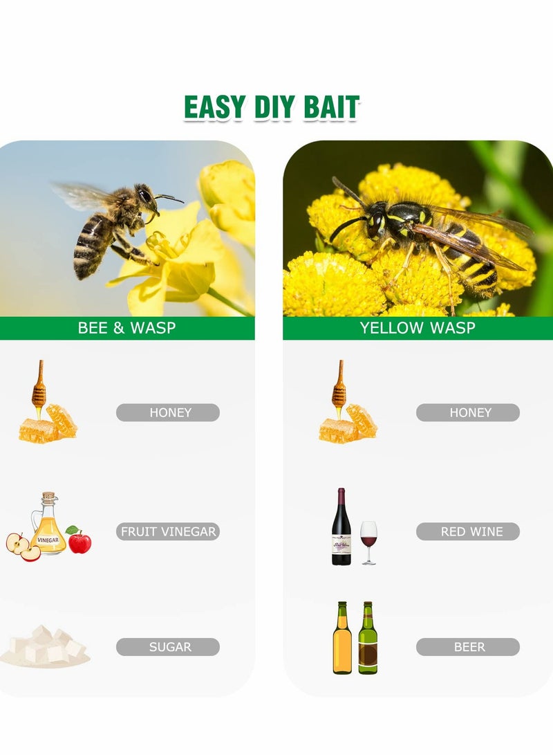 SYOSI Wasp Traps 2 Packs, Waterproof Non-Toxic Reusable Bee Trap, Attracting LED Light Catching for Trapping Wasps, Bug, Hornets, Bees, Fruit fly, Insect - Image 4