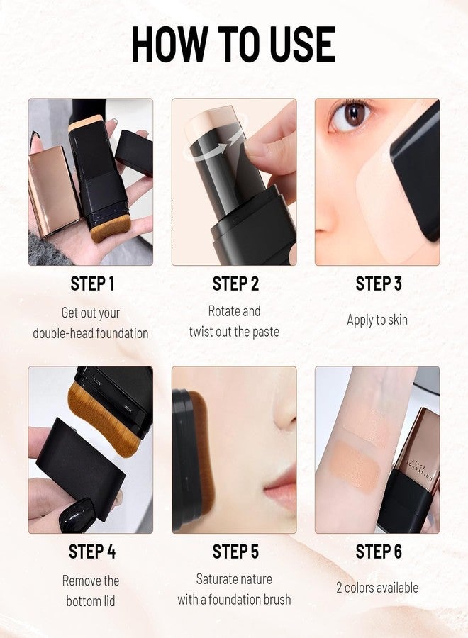 ZEVESTY 2 in 1 Korean Anti-Wrinkle Foudation Stick |Double Head Long-Lasting Face Make Up, Flawless Eraser Foundation Stick | Multi-Use Waterproof Traceless Long-Lasting Repair 1pcs - Image 4