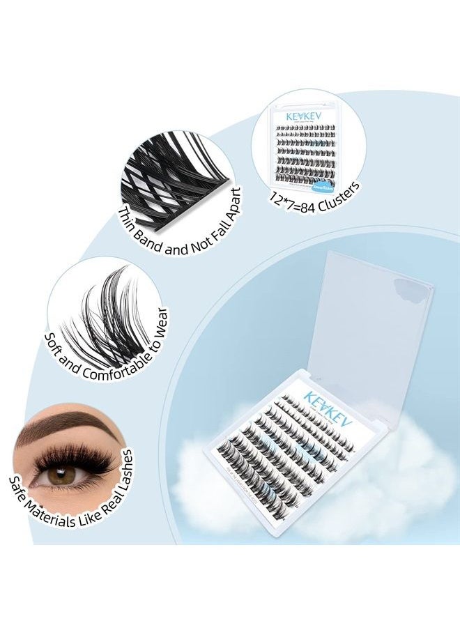KevKev Lash Clusters 84 Pcs Cluster Lashes Eyelash Clusters DIY Cluster Eyelash Extensions Individual Lashes Soft and Comfortable (Snowflakes,C-8-16mix)  - Image 2